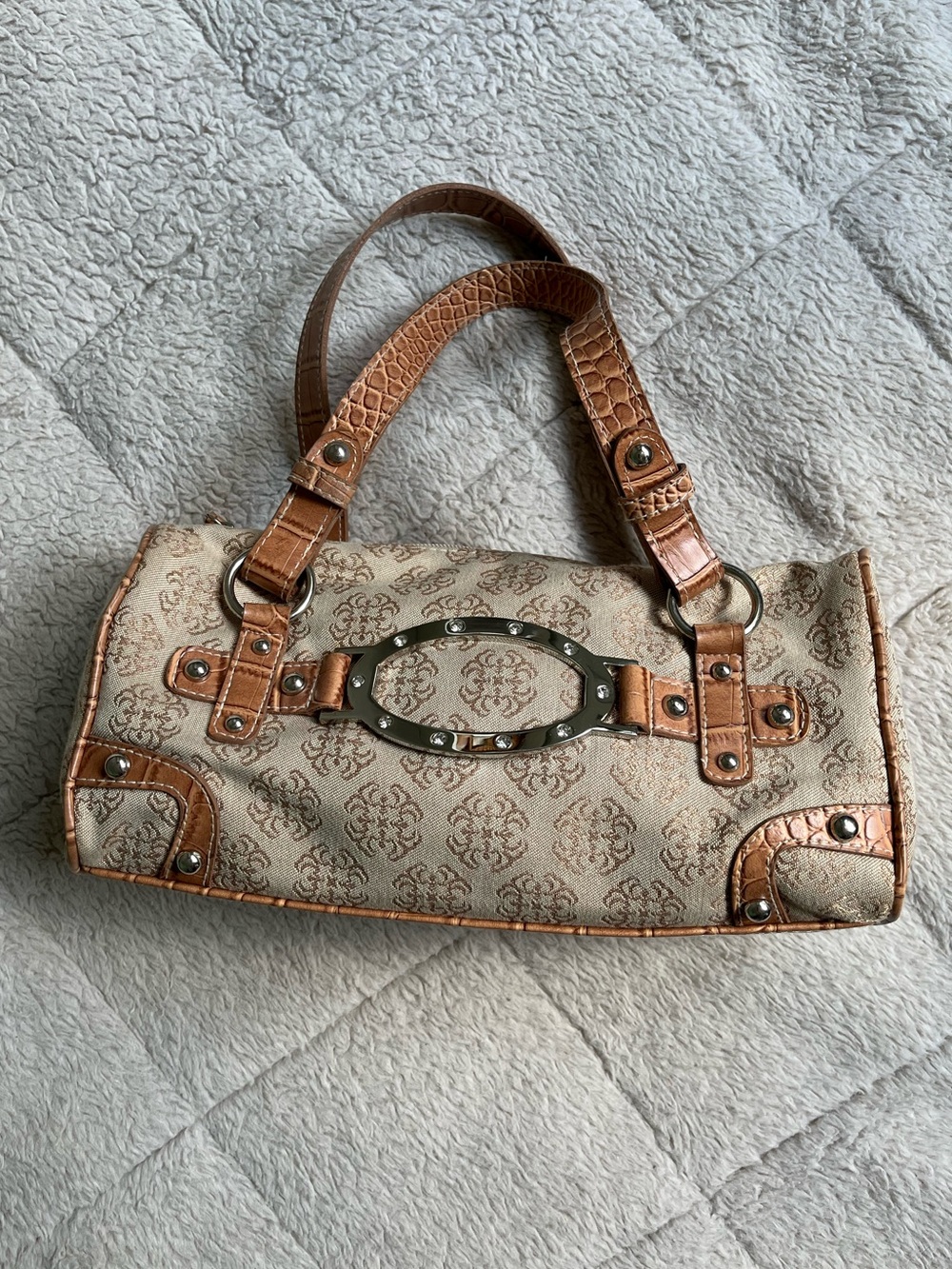 Y2K Vintage WHATEVER Baguette Bag with Sparkling Silver Hardware & Rhinestones - Picture 4 of 12